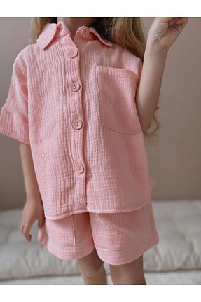 ست بالاتنه و پائین تنه صورتی بچه گانه بافتنی YİGİT BUTİK - کد 819716000