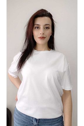 تیشرت سفید زنانه اورسایز ecenurbutik - کد 924813336