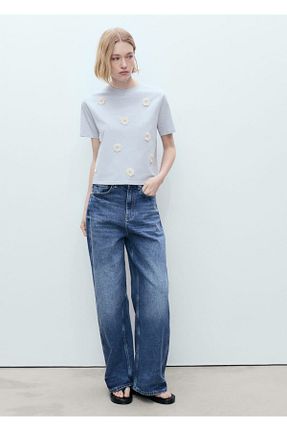 تیشرت آبی زنانه رگولار MANGO - کد 924816755
