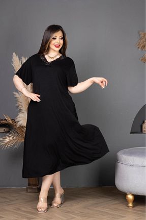 لباس سایز بزرگ مشکی زنانه بامبو şuranur - کد 896723049
