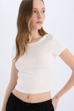 تیشرت سفید زنانه Fitted Defacto - کد 889677369