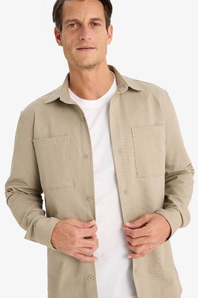 پیراهن خاکی مردانه رگولار Defacto - کد 899283955