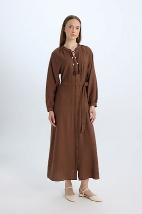لباس حجاب قهوه ای زنانه رگولار Defacto - کد 892271533