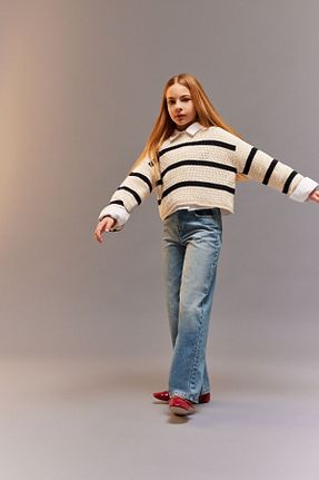 شلوار جین آبی بچه گانه پاچه گشاد Defacto - کد 888613681