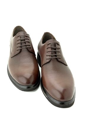 کفش کلاسیک قهوه ای مردانه چرم خالص İYİSİNDEN SHOES - کد 925022070