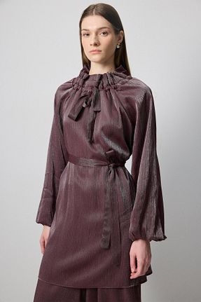 ست بالاتنه و پائین تنه حجاب زرشکی زنانه اورسایز Touche Prive - کد 925023193