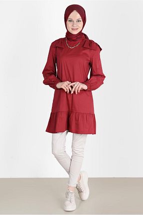 تونیک حجاب زرشکی زنانه پنبه ای Alvina - کد 809951081