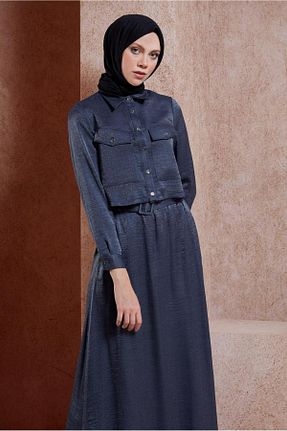 ست بالاتنه و پائین تنه حجاب سرمه ای زنانه رگولار Alvina - کد 853797505