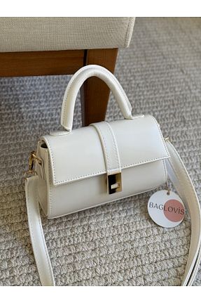 کیف دوشی سفید زنانه چرم مصنوعی BAGLOVİS - کد 921935538