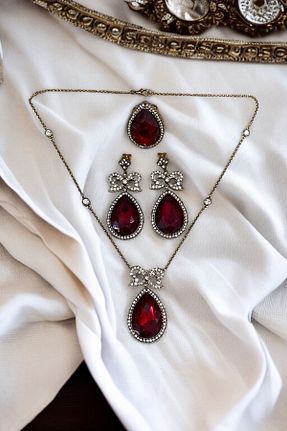 ست جواهر قرمز زنانه 3 تایی FAYRA ACCESSORIES - کد 925715291