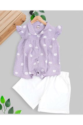 ست بالاتنه و پائین تنه بنفش بچه گانه بافتنی Ege Bebek - کد 925714684