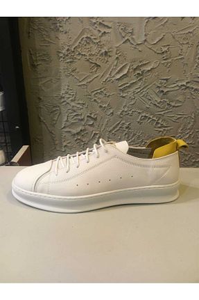کفش کژوال سفید مردانه چرم خالص LEVENT DENERİ - کد 925078754