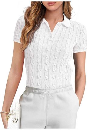 تیشرت سفید زنانه اسلیم فیت youknitwear you - کد 925085814