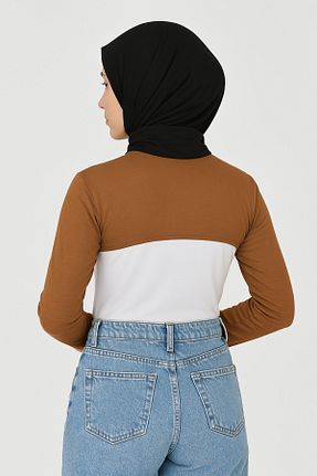 بلوز حجاب قهوه ای زنانه پنبه ای mirach - کد 741906293