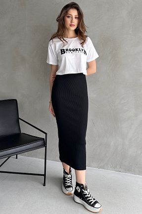 ست بالاتنه و پائین تنه مشکی زنانه بافتنی EYYE - کد 925124241