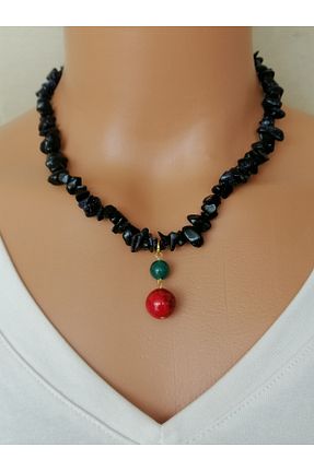 گردنبند جواهر سرمه ای زنانه سنگ طبیعی LemaStone - کد 925134460