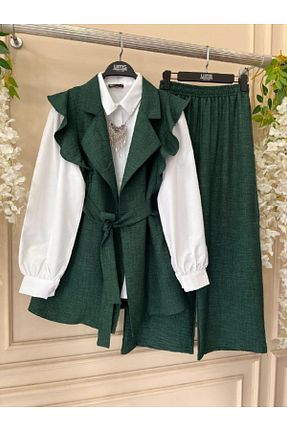 ست بالاتنه و پائین تنه سبز زنانه بافتنی BisuModa - کد 925138801