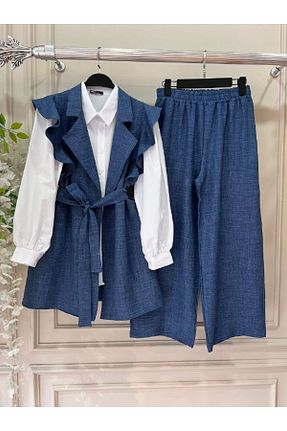 ست بالاتنه و پائین تنه سرمه ای زنانه بافتنی BisuModa - کد 925138792