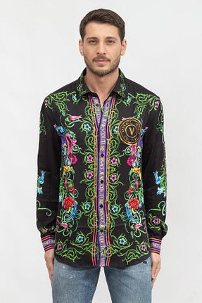 پیراهن مشکی مردانه یقه کلاسیک VERSACE JEANS COUTURE - کد 737254194