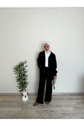 ست بالاتنه و پائین تنه حجاب مشکی زنانه اورسایز huhu - کد 925153797