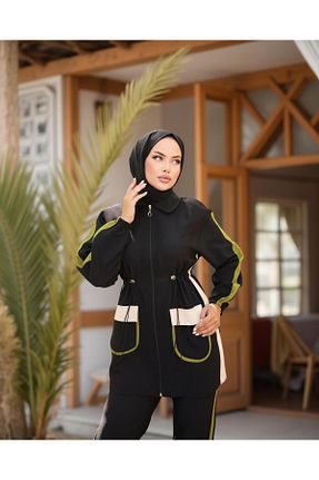 ست بالاتنه و پائین تنه حجاب مشکی زنانه کراپ Wovi - کد 902498658