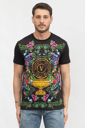 تیشرت مشکی مردانه یقه دوچرخه VERSACE JEANS COUTURE - کد 737252416