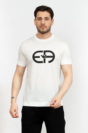 تیشرت سفید مردانه یقه دوچرخه Emporio Armani - کد 814785863