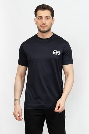 تیشرت آبی مردانه یقه دوچرخه Emporio Armani - کد 872990236