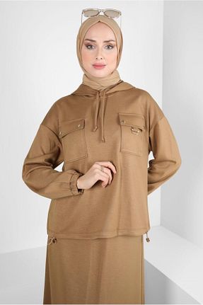 ست گرمکن حجاب قهوه ای زنانه رگولار Alvina - کد 797087008