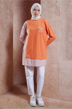 تونیک حجاب نارنجی زنانه مخلوط ویسکون Alvina - کد 856845625