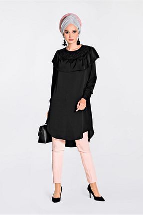 تونیک حجاب مشکی زنانه پلی استر Alvina - کد 874939120