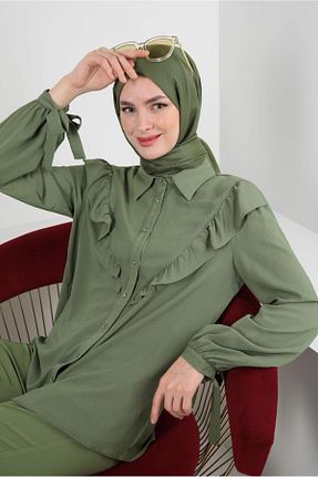 بلوز حجاب خاکی زنانه رگولار Alvina - کد 802793187