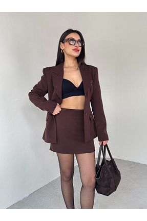 ست بالاتنه و پائین تنه قهوه ای زنانه بافتنی Cappmoda - کد 925231393