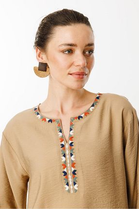پیراهن طوسی زنانه رگولار Desen Triko - کد 811519261
