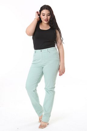 شلوار جین سایز بزرگ سبز زنانه پاچه لوله تفنگی Şans - کد 898112188