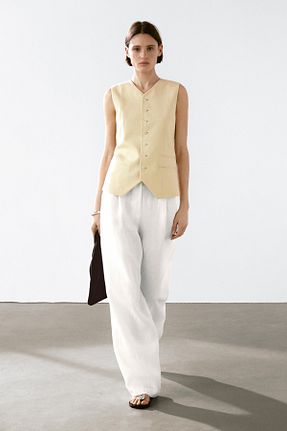 جلیقه بژ زنانه کتان Massimo Dutti - کد 925286385
