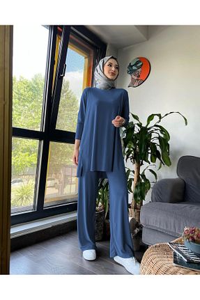 ست بالاتنه و پائین تنه حجاب سرمه ای زنانه Relaxed NİSUM MODA - کد 925287046