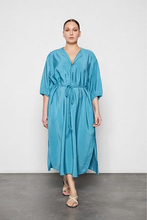 لباس سایز بزرگ فیروزه ای زنانه سایز بزرگ LUOKK - کد 925288316