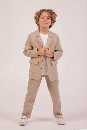 ست بالاتنه و پائین تنه قهوه ای بچه گانه بافتنی Emilakids - کد 925767144