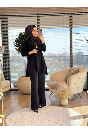 ست بالاتنه و پائین تنه حجاب مشکی رگولار ALANUR - کد 925313969