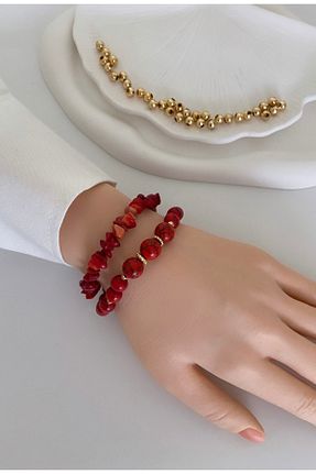 دستبند جواهر قرمز زنانه سنگ طبیعی TARZ-I TAKI - کد 925318904