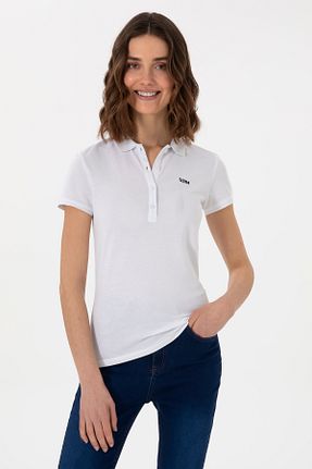 پولوشرت سفید زنانه پنبه ای U.S. Polo Assn. - کد 925320708