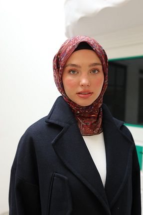 روسری زرشکی پنبه ای Silk Home - کد 890812927