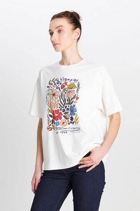 تیشرت سفید زنانه Loose Wrangler - کد 925350145