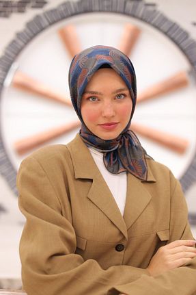 روسری سرمه ای پنبه ای Silk Home - کد 897165311