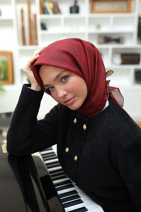 روسری زرشکی پنبه ای Silk Home - کد 887246469