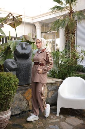 ست کرمکن اسپرت قهوه ای زنانه پلی استر Wovi Moda - کد 900756849