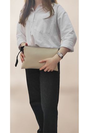 کیف پورتفوی و کلاچ بژ زنانه چرم مصنوعی Butik - کد 890738135