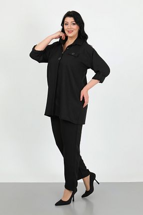 ست بالاتنه و پائین تنه سایز بزرگ مشکی زنانه بافتنی By Alba Collection - کد 925782949