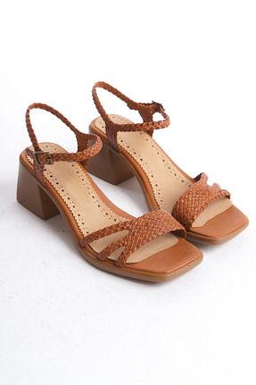 صندل بژ زنانه پاشنه تخت Elile Shoes - کد 925395214